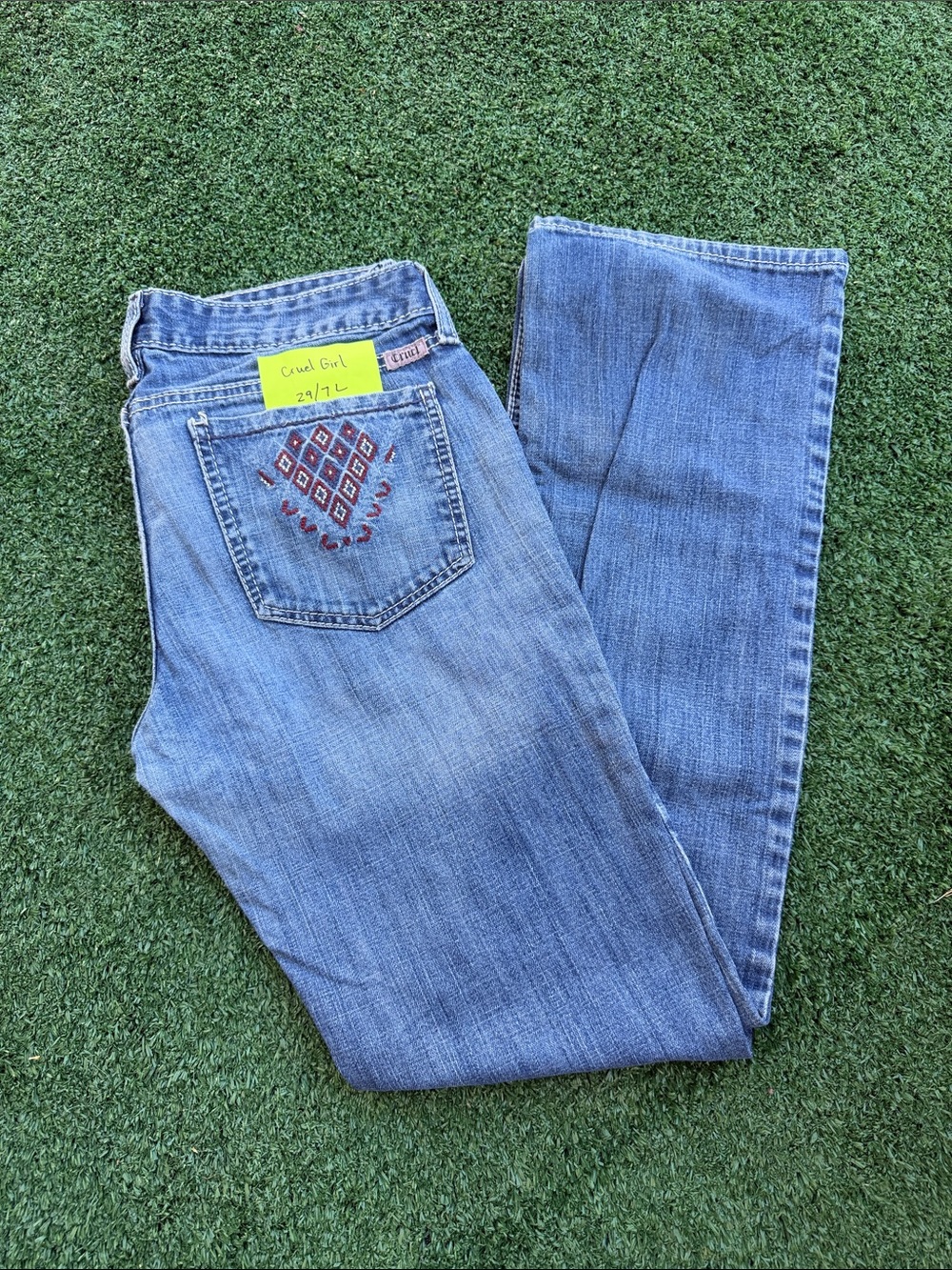 Women’s Blue Embroidered Pocket Jeans